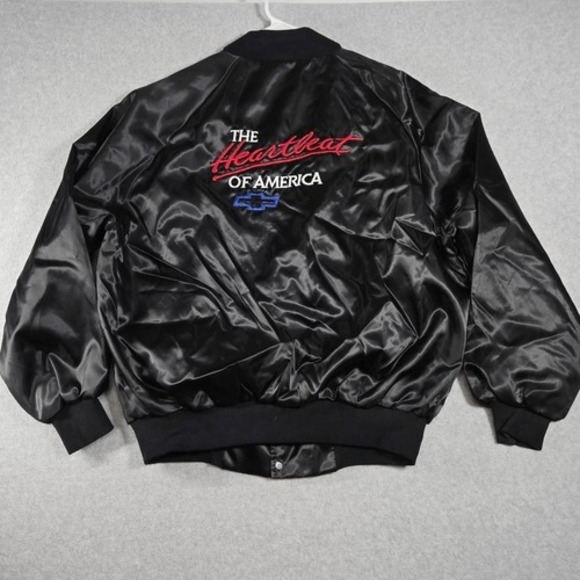 Chevy the Chevrolet Heart of America Satin Bomber Jacket West Ark Made in USA XL